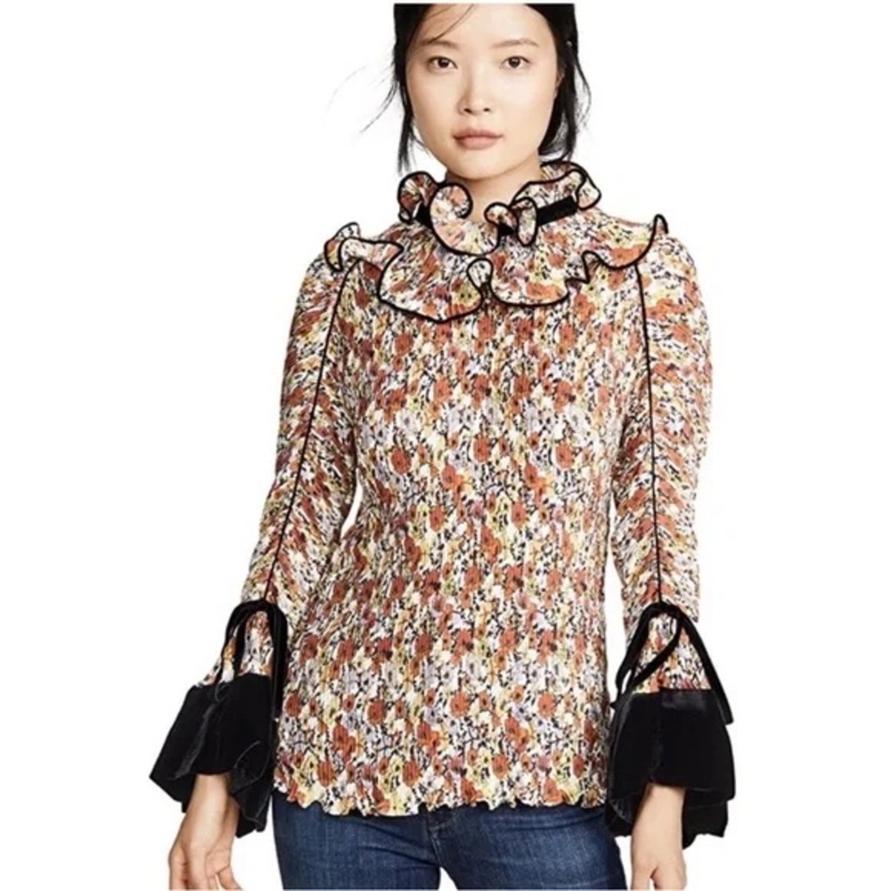 Tory Burch Floral Ruffle Blouse